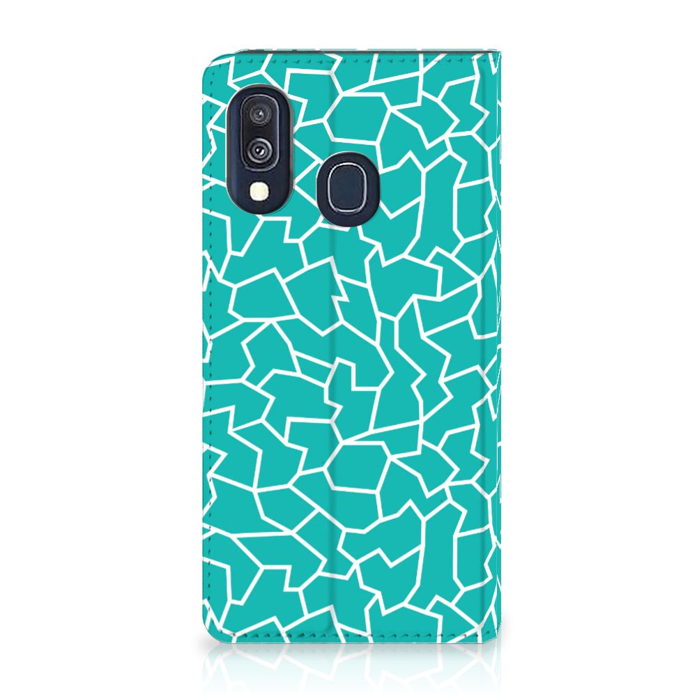 Samsung Galaxy A40 Bookcase Cracks Blue