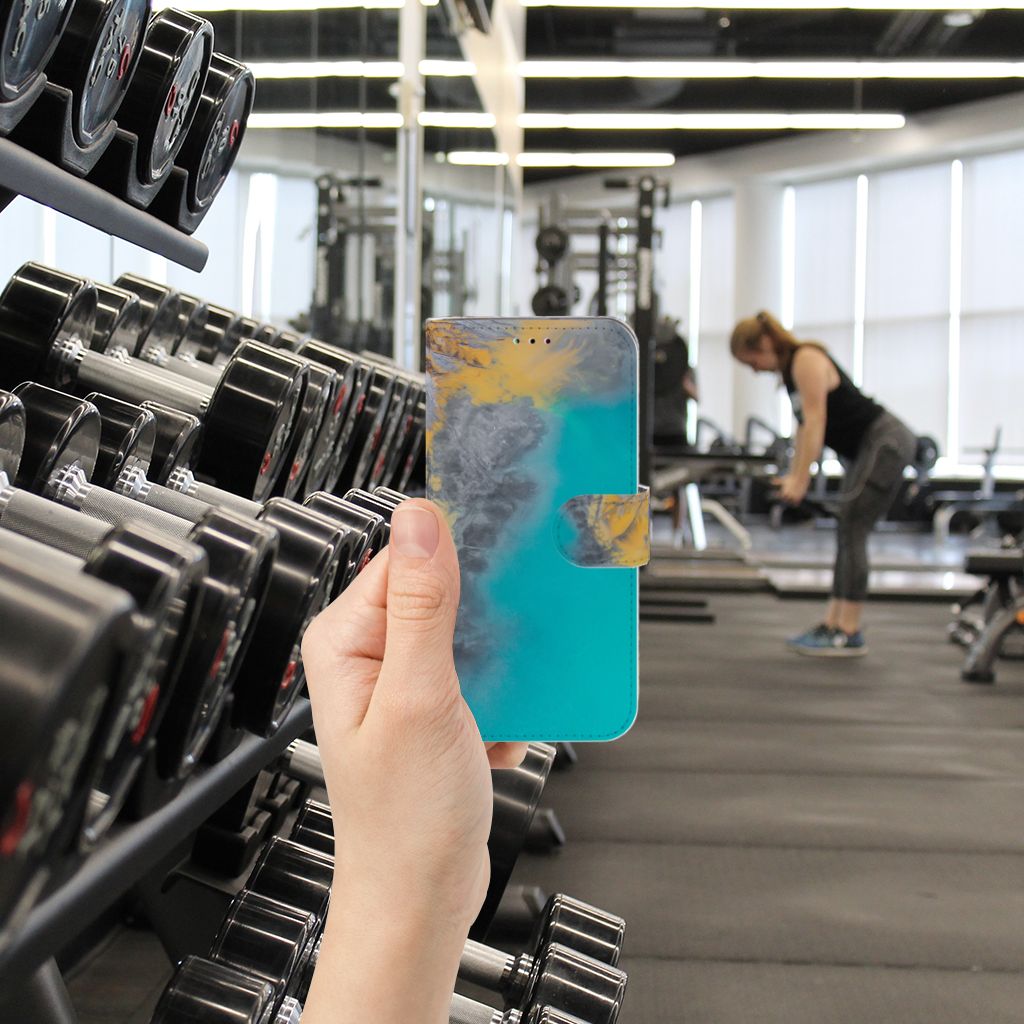 Samsung Galaxy A40 Bookcase Marble Blue Gold