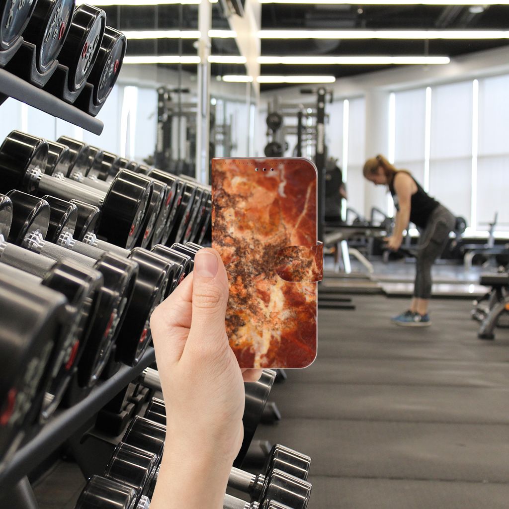 Samsung Galaxy A40 Bookcase Marmer Bruin