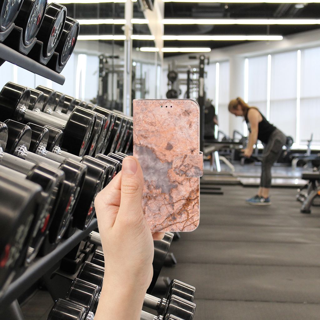 Samsung Galaxy A40 Bookcase Marmer Oranje
