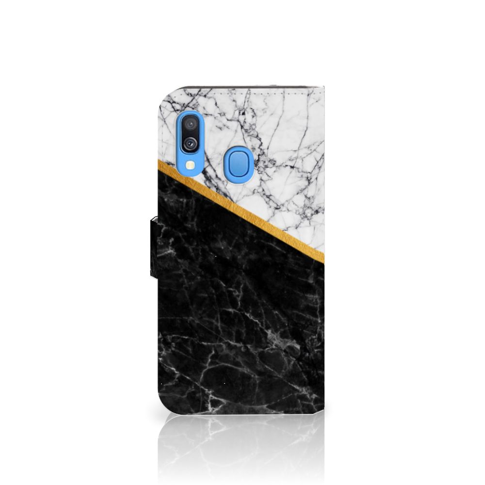 Samsung Galaxy A40 Bookcase Marmer Wit Zwart - Origineel Cadeau Man