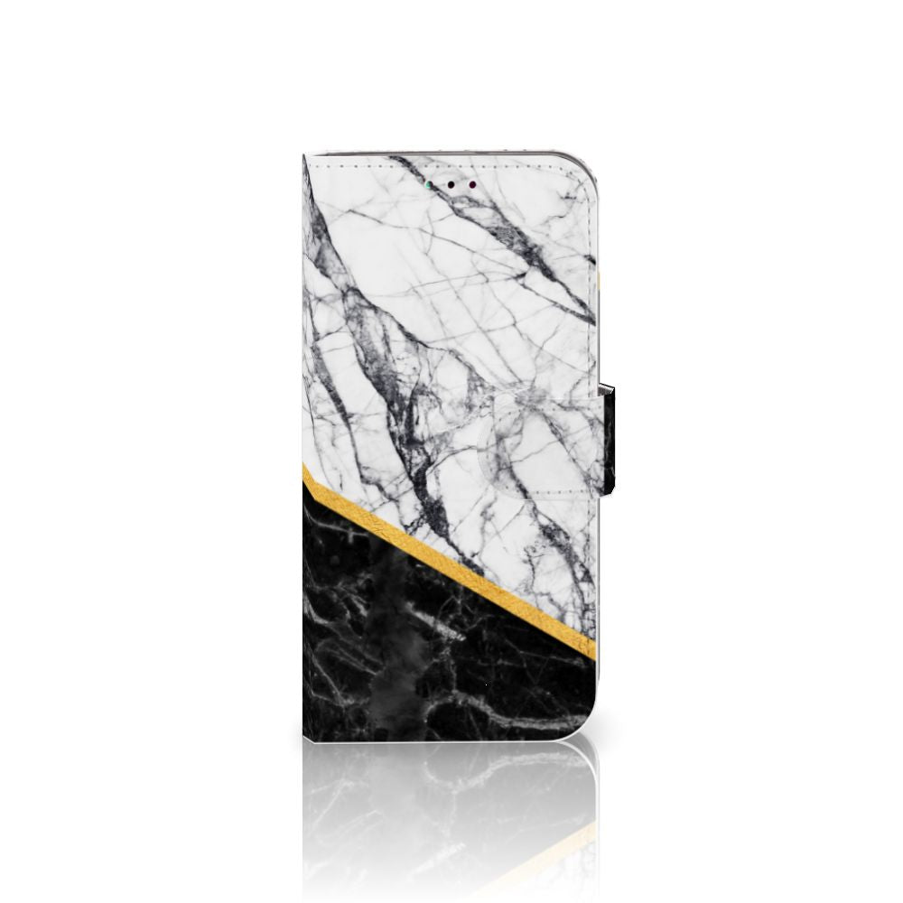 Samsung Galaxy A40 Bookcase Marmer Wit Zwart - Origineel Cadeau Man