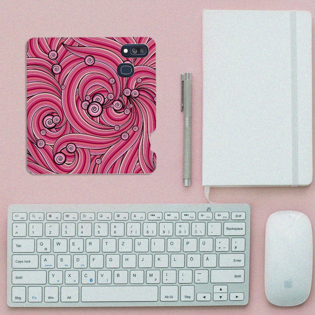 Samsung Galaxy A40 Bookcase Swirl Pink