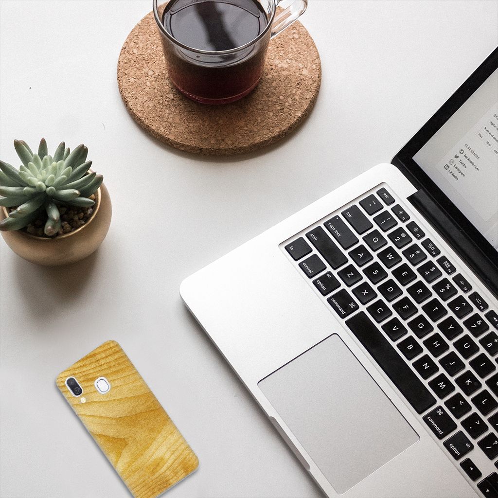 Samsung Galaxy A40 Bumper Hoesje Licht Hout