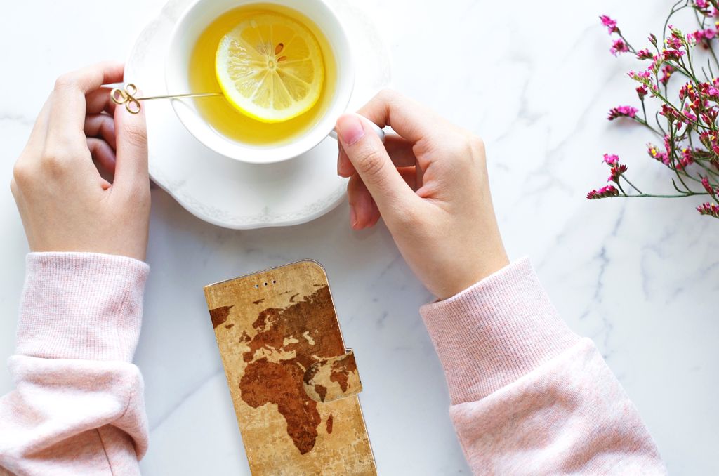 Samsung Galaxy A40 Flip Cover Wereldkaart