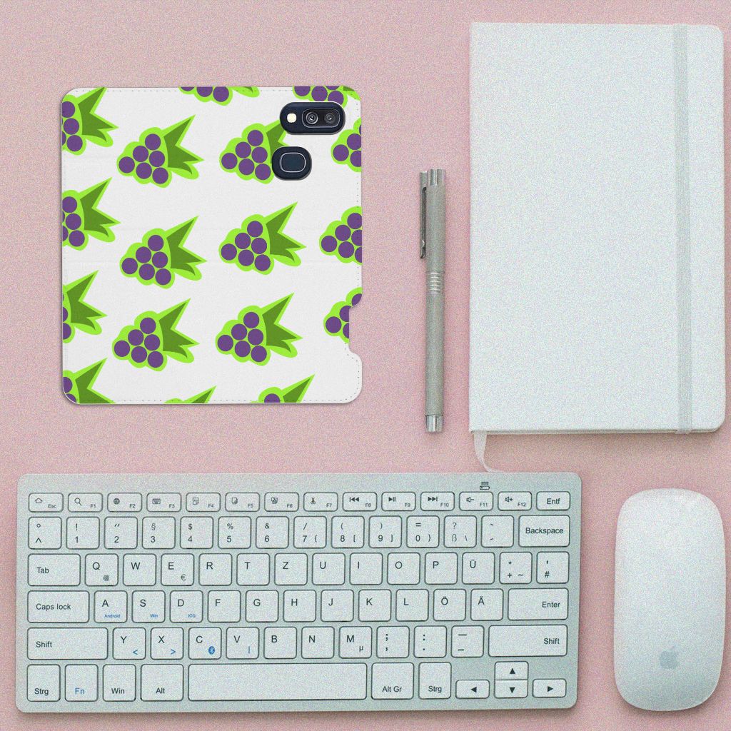 Samsung Galaxy A40 Flip Style Cover Druiven