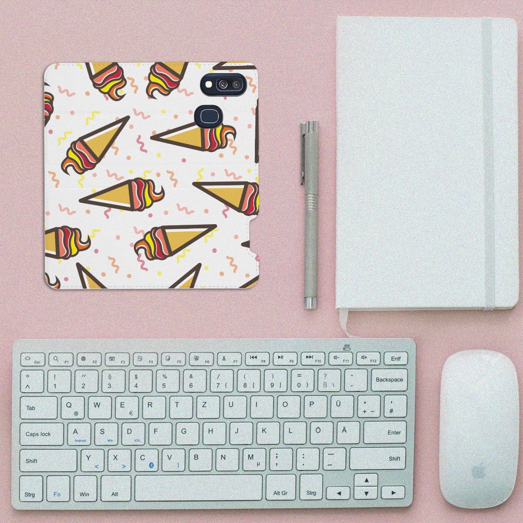 Samsung Galaxy A40 Flip Style Cover Icecream