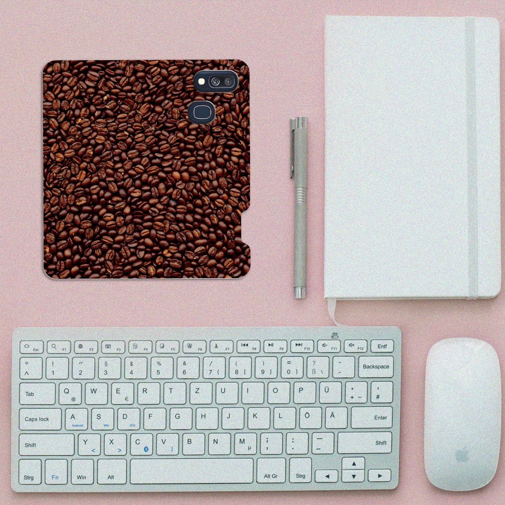 Samsung Galaxy A40 Flip Style Cover Koffiebonen