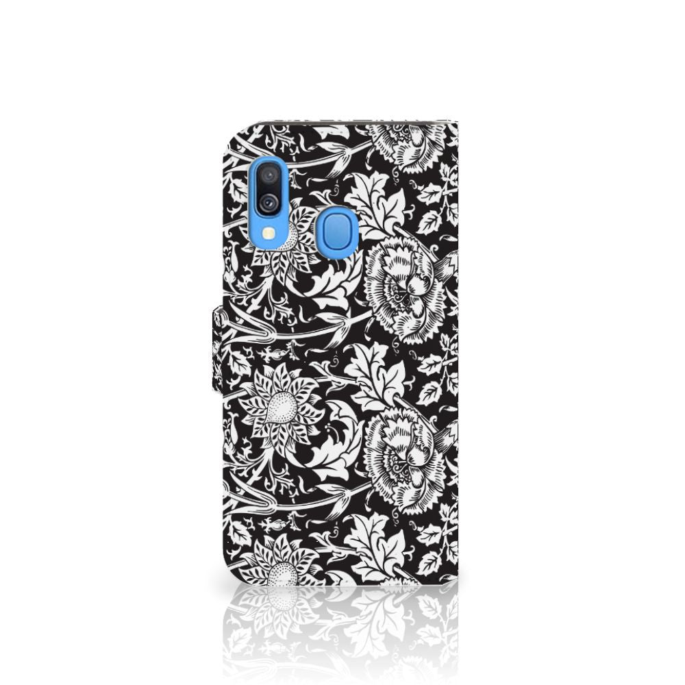 Samsung Galaxy A40 Hoesje Black Flowers