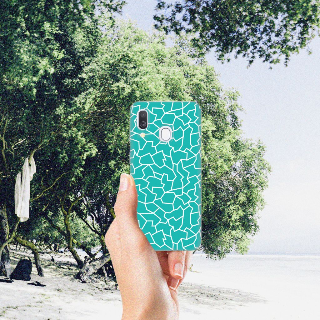 Samsung Galaxy A40 Hoesje maken Cracks Blue