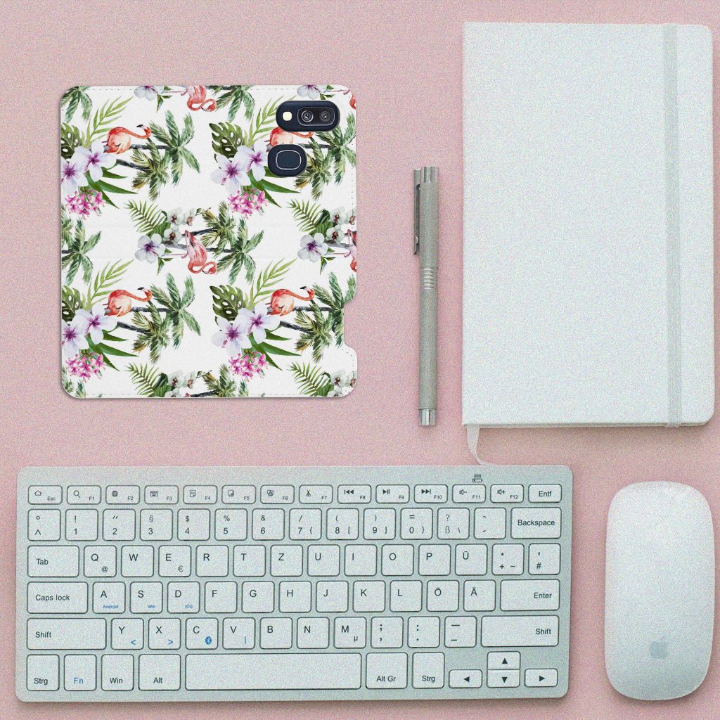 Samsung Galaxy A40 Hoesje maken Flamingo Palms