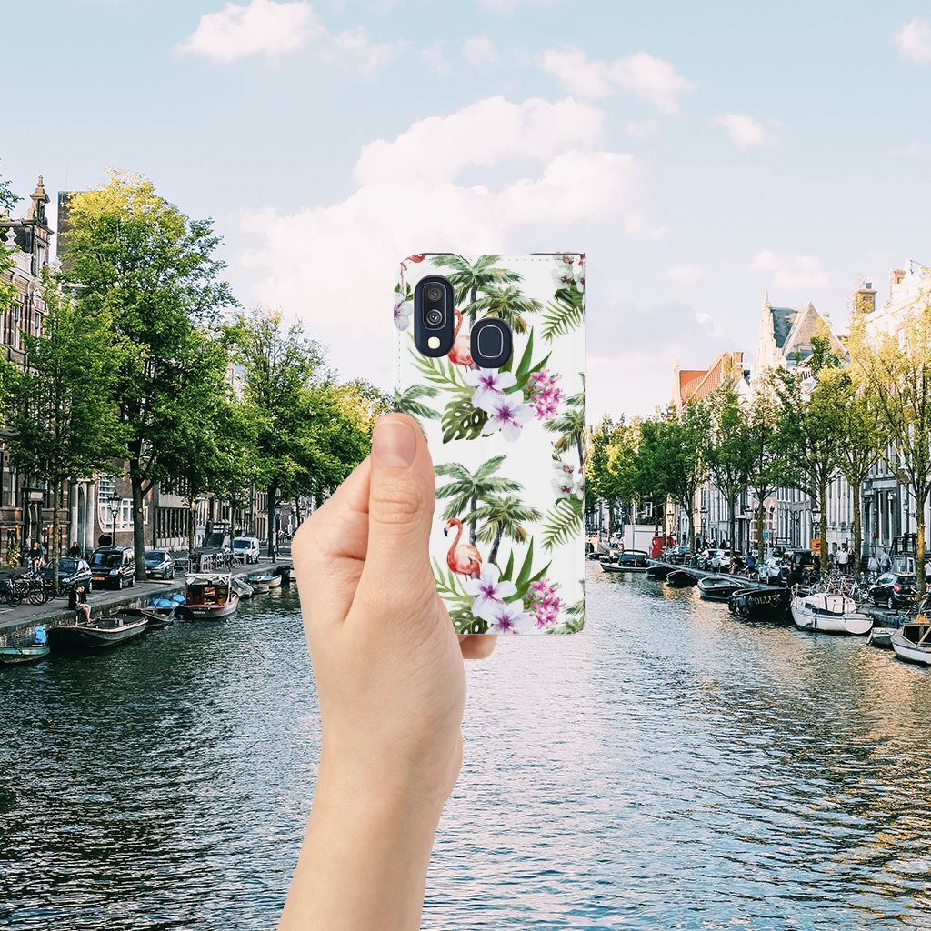 Samsung Galaxy A40 Hoesje maken Flamingo Palms