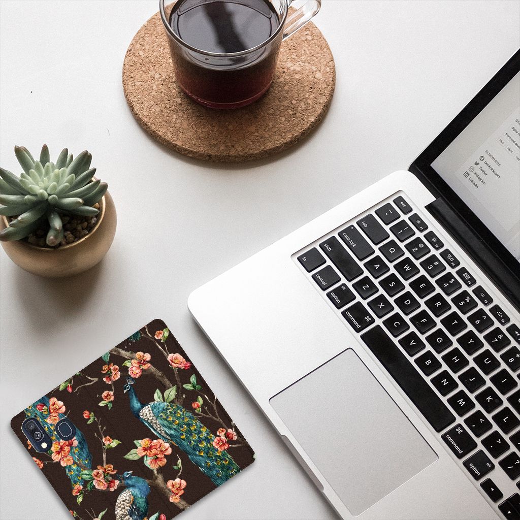 Samsung Galaxy A40 Hoesje maken Pauw met Bloemen