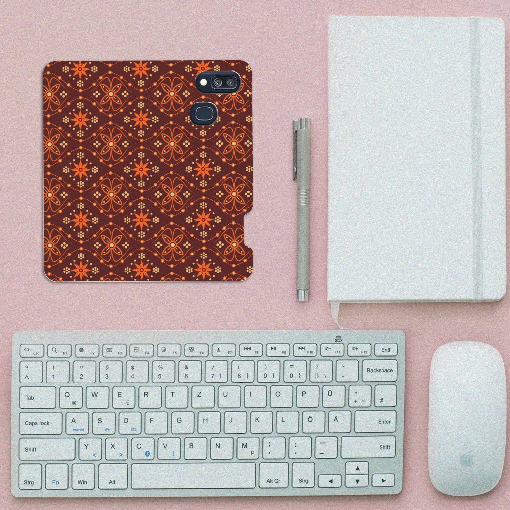 Samsung Galaxy A40 Hoesje met Magneet Batik Brown