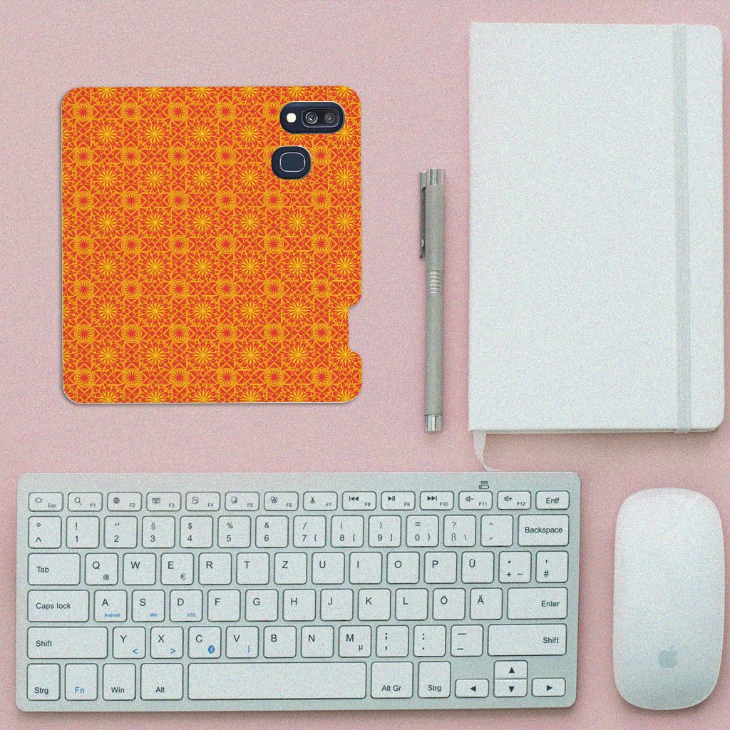Samsung Galaxy A40 Hoesje met Magneet Batik Oranje