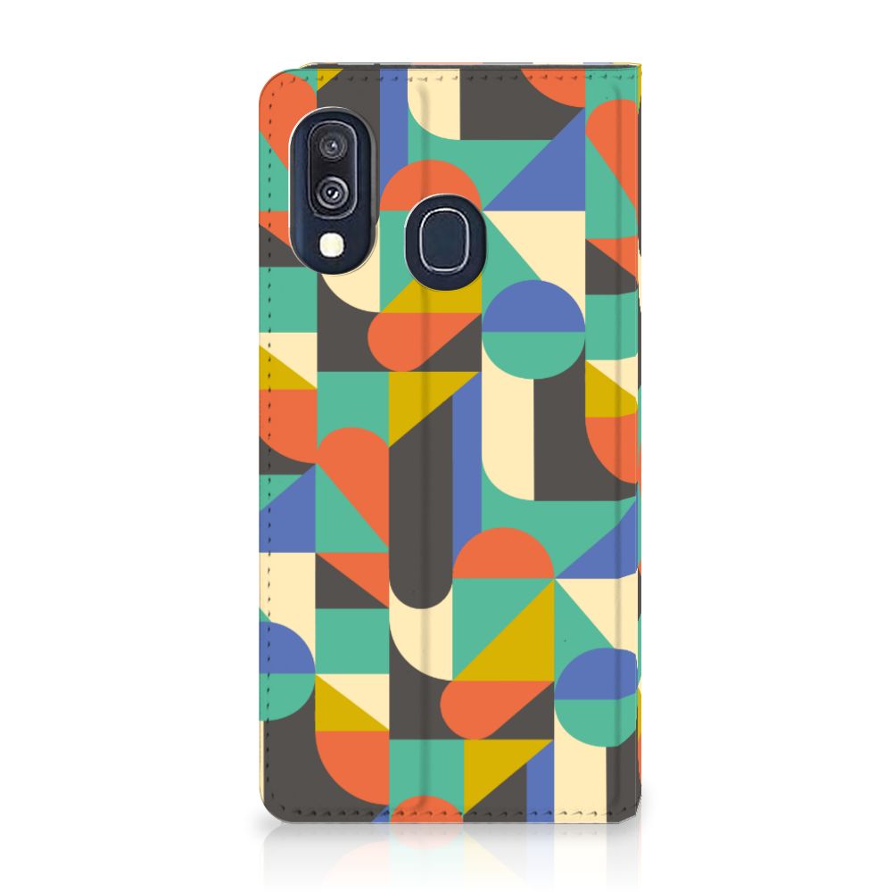 Samsung Galaxy A40 Hoesje met Magneet Funky Retro