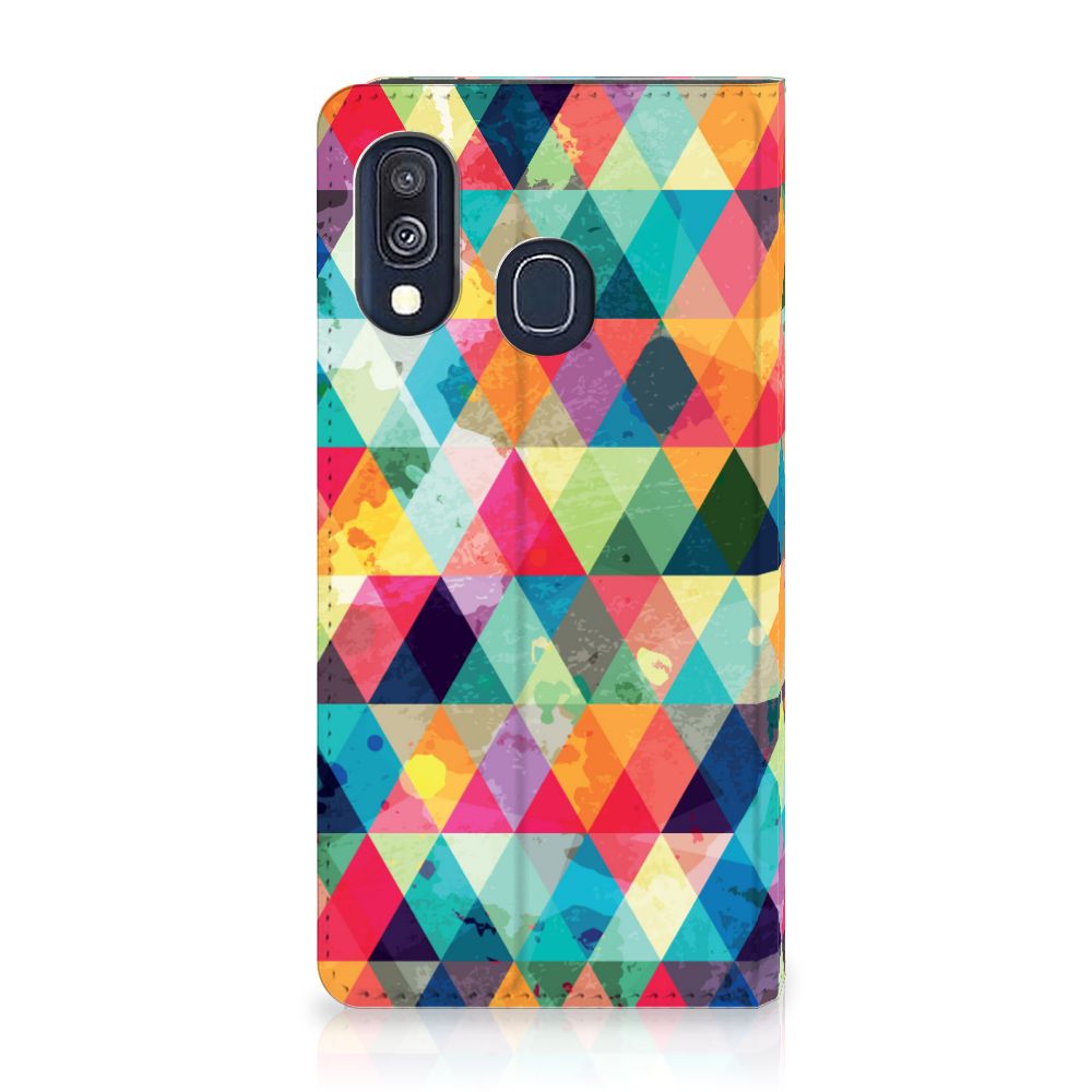 Samsung Galaxy A40 Hoesje met Magneet Geruit