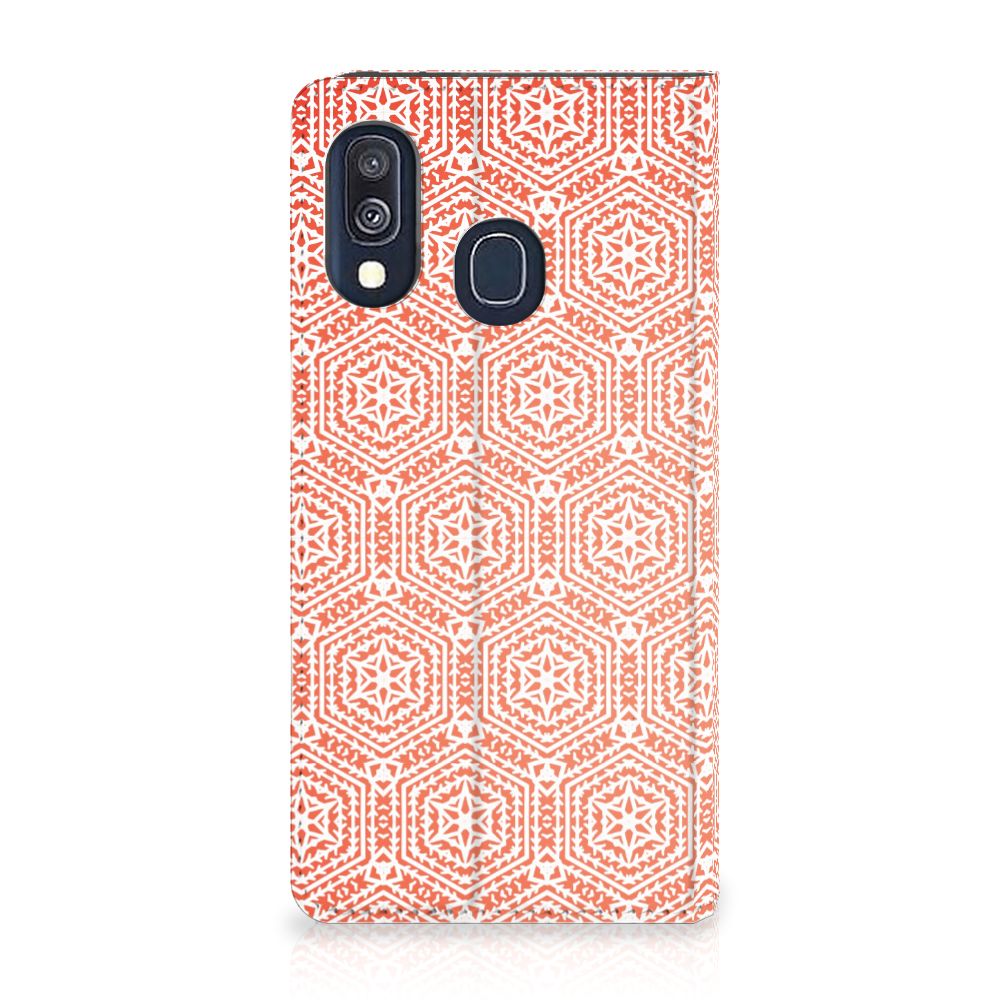 Samsung Galaxy A40 Hoesje met Magneet Pattern Orange