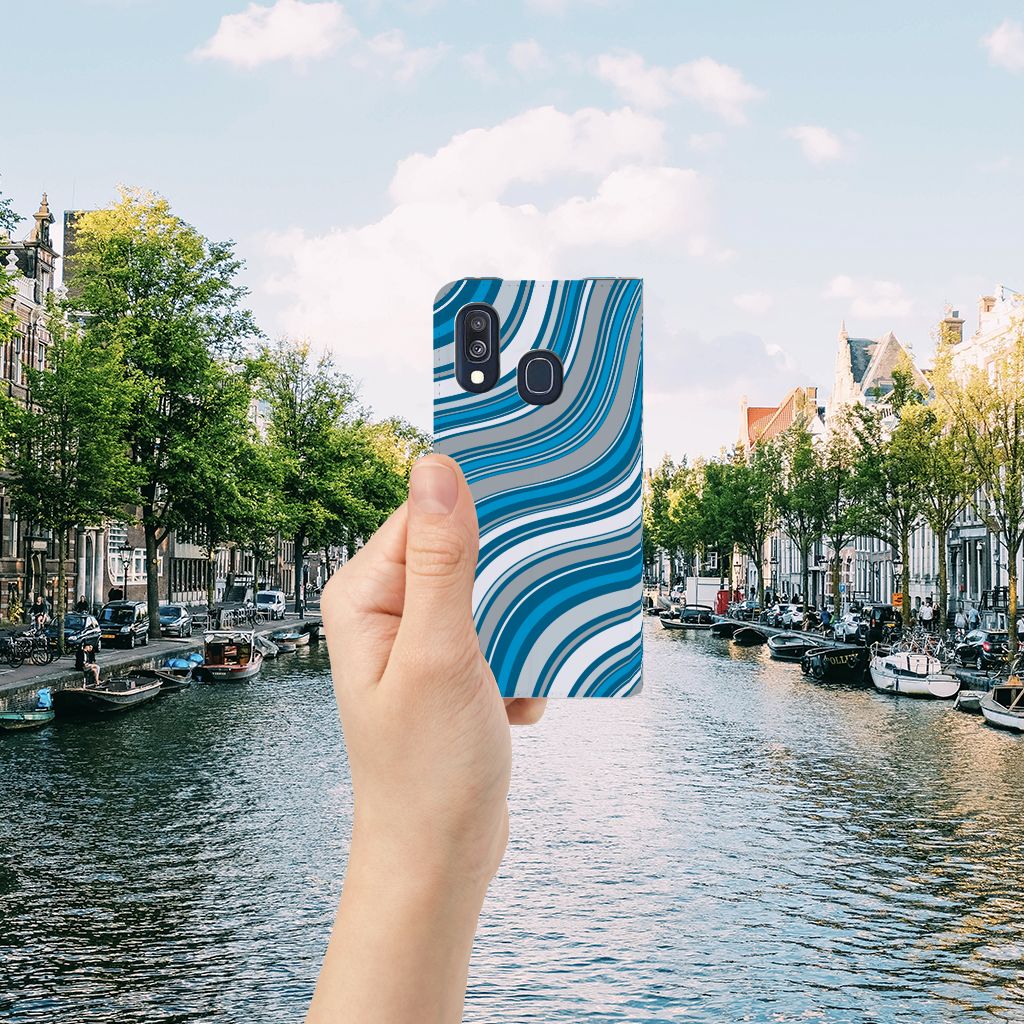Samsung Galaxy A40 Hoesje met Magneet Waves Blue