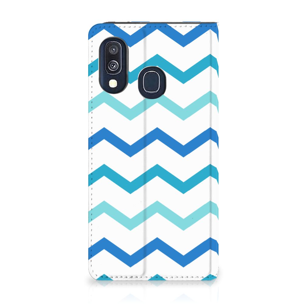 Samsung Galaxy A40 Hoesje met Magneet Zigzag Blauw