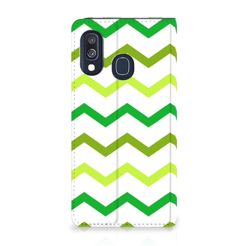 Samsung Galaxy A40 Hoesje met Magneet Zigzag Groen
