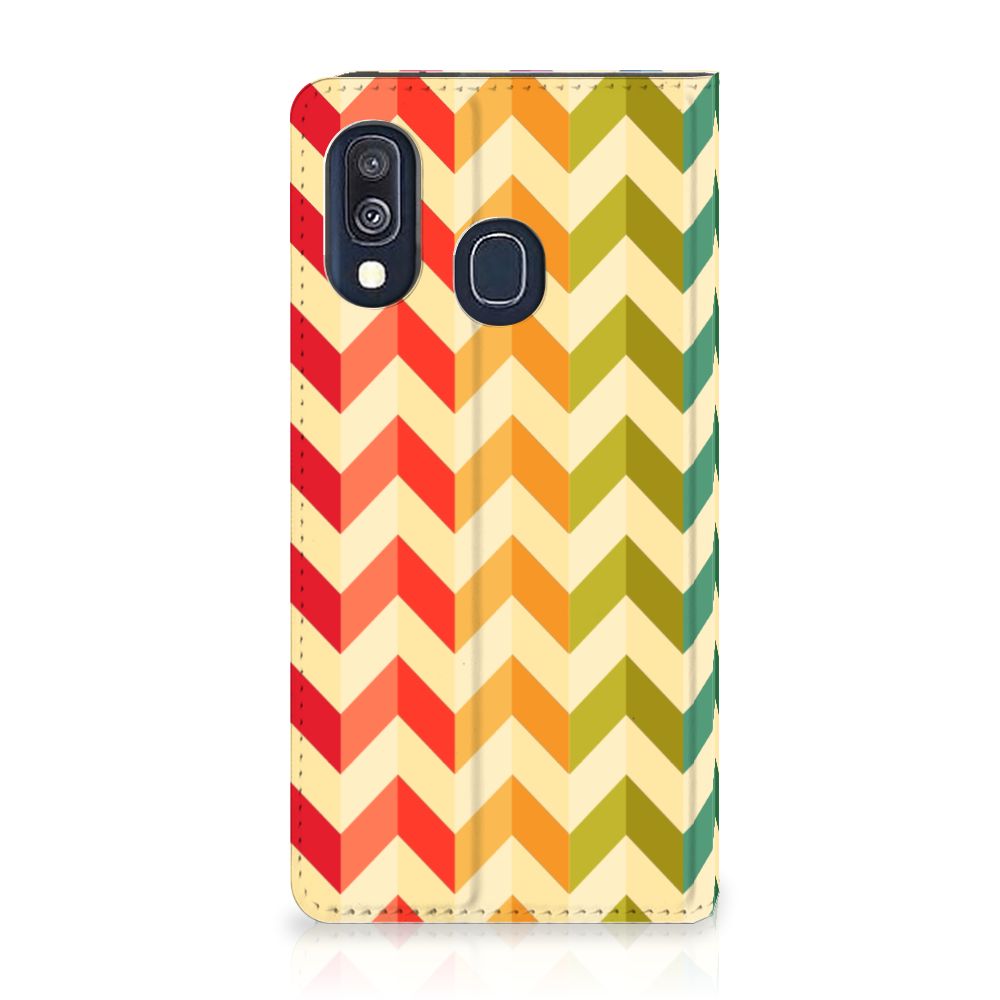 Samsung Galaxy A40 Hoesje met Magneet Zigzag Multi Color