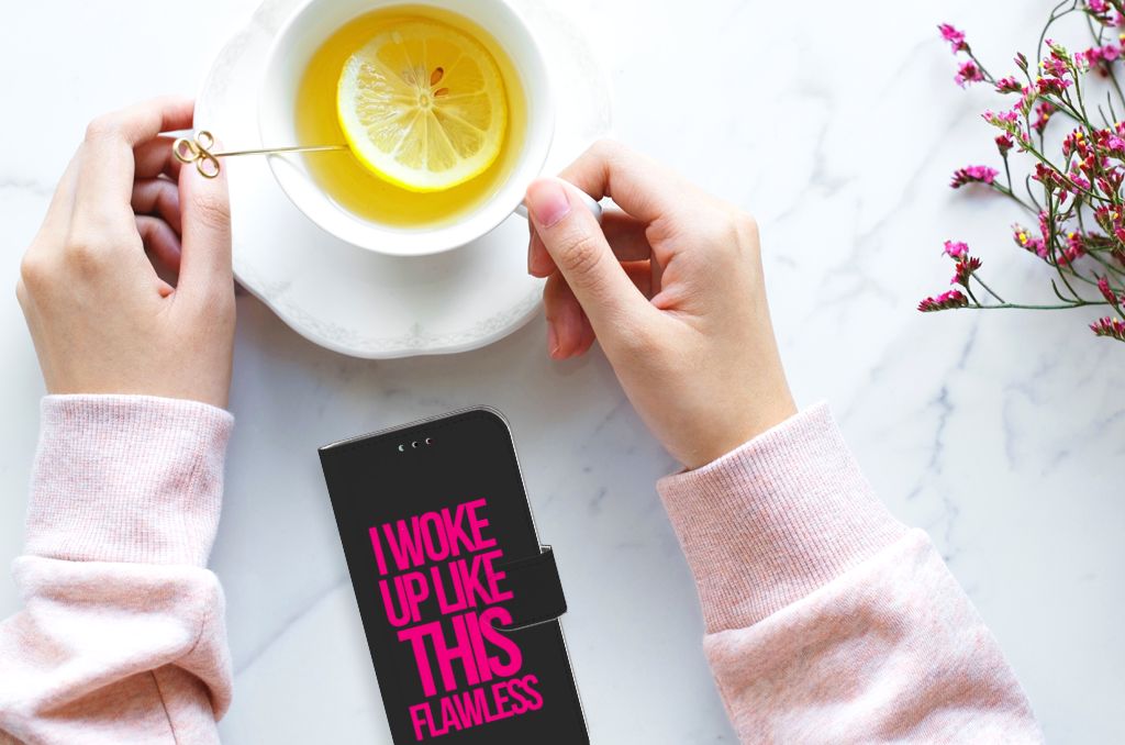 Samsung Galaxy A40 Hoesje met naam Woke Up - Origineel Cadeau Zelf Maken