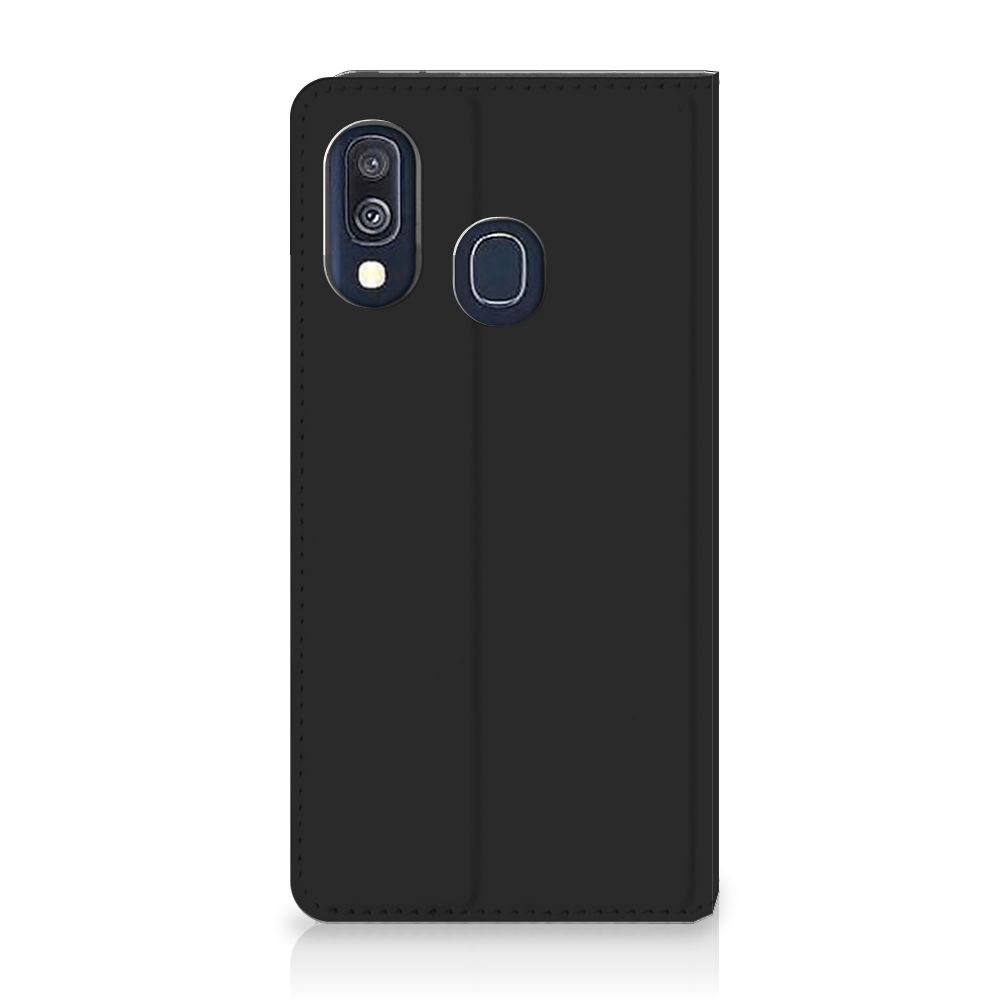 Samsung Galaxy A40 Hoesje met tekst Woke Up Origineel Cadeau Zelf Maken zwart design achteraanzicht