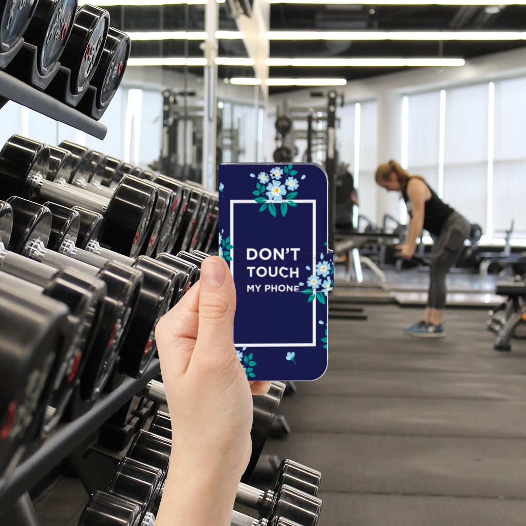 Samsung Galaxy A40 Portemonnee Hoesje Flowers Blue DTMP