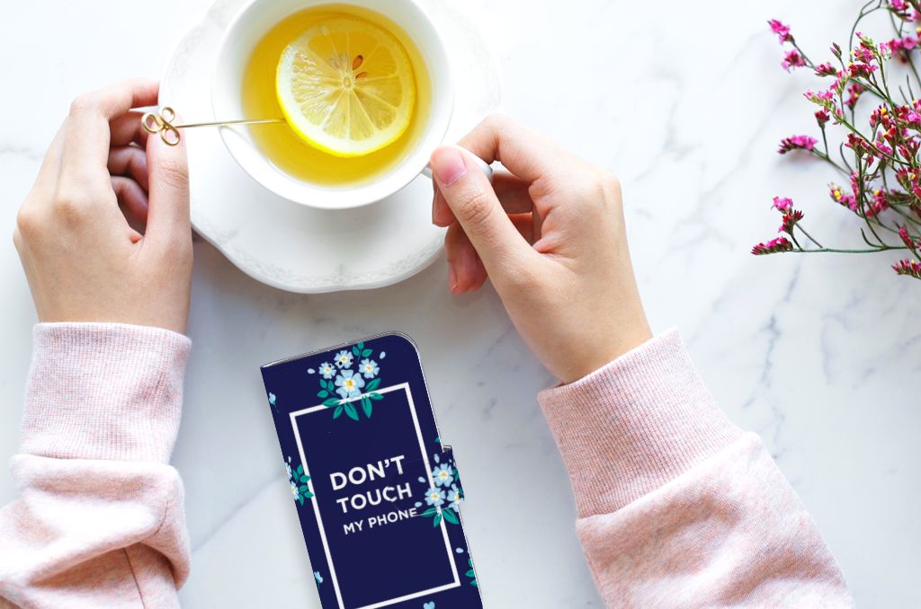 Samsung Galaxy A40 Portemonnee Hoesje Flowers Blue DTMP