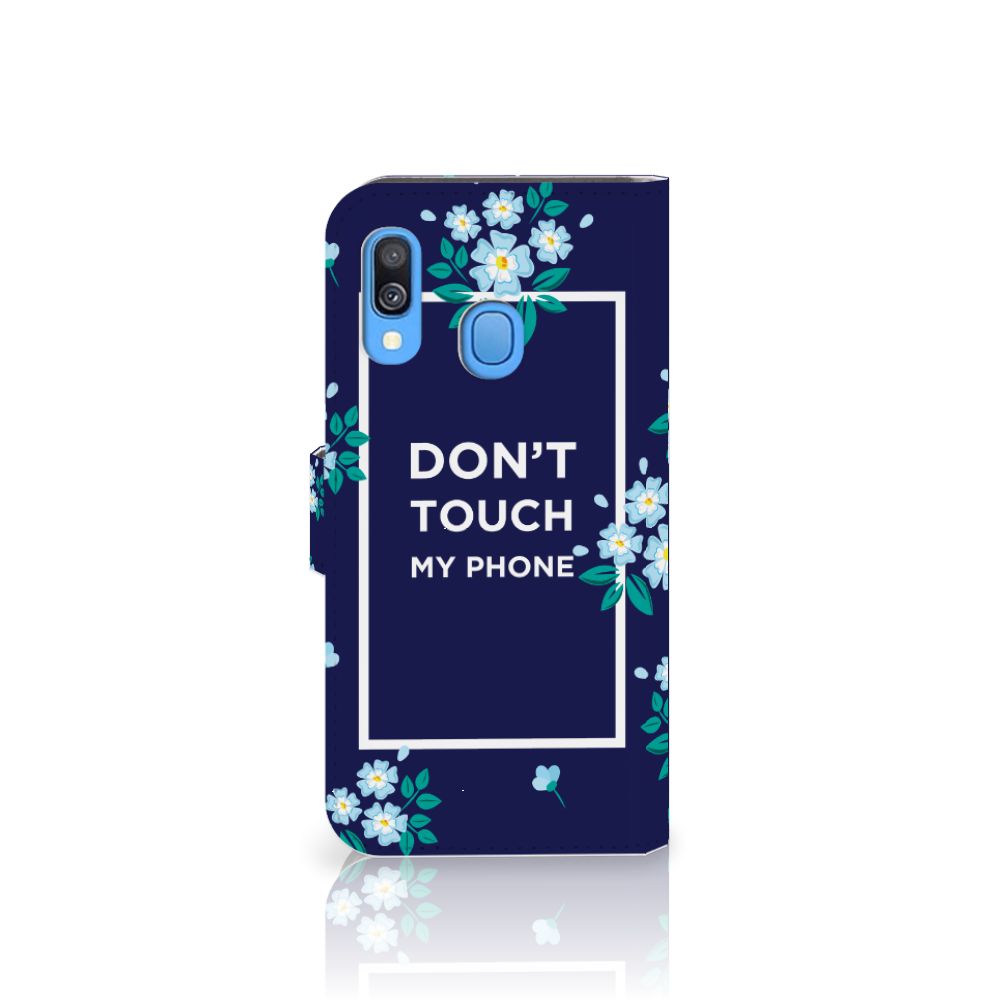 Samsung Galaxy A40 Portemonnee Hoesje Flowers Blue DTMP