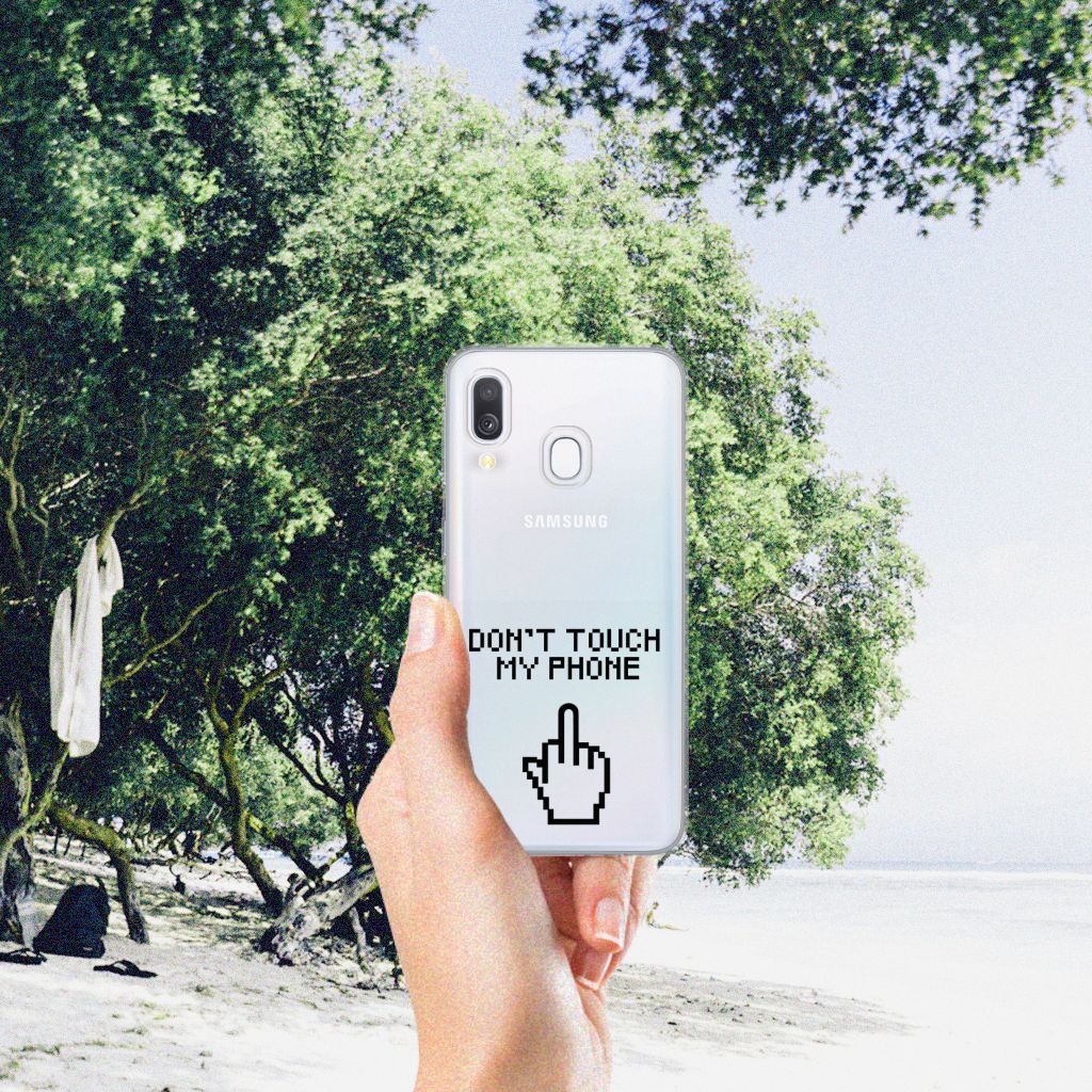 Samsung Galaxy A40 Silicone-hoesje Finger Don't Touch My Phone
