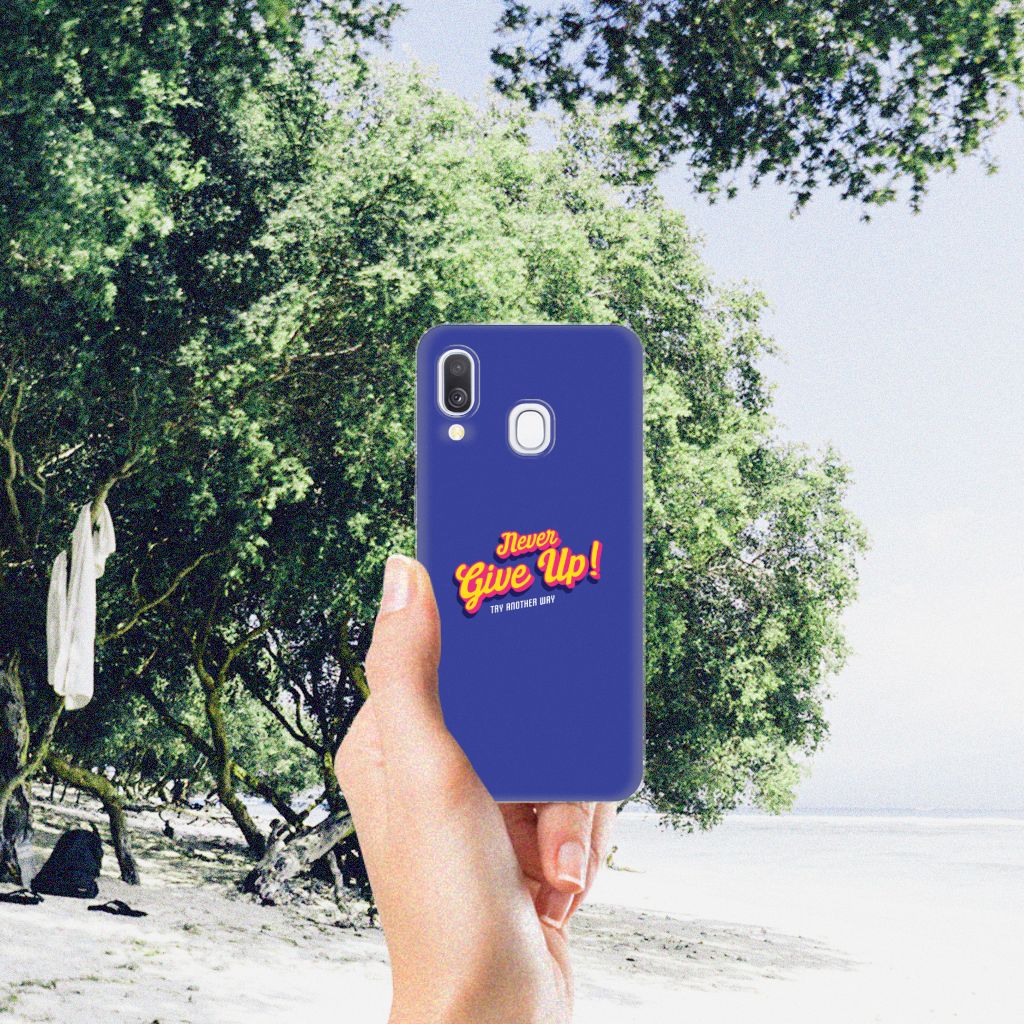 Samsung Galaxy A40 Siliconen hoesje met naam Never Give Up