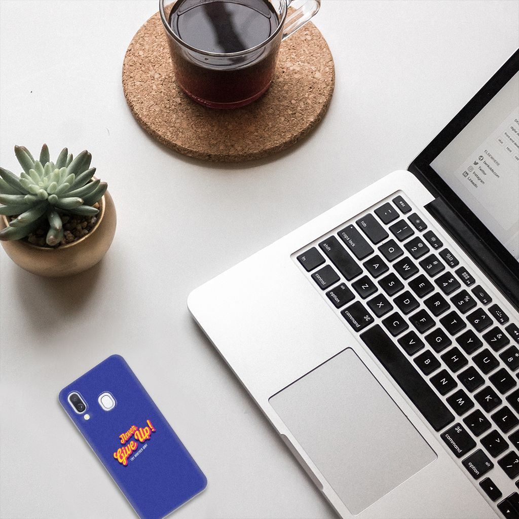 Samsung Galaxy A40 Siliconen hoesje met naam Never Give Up