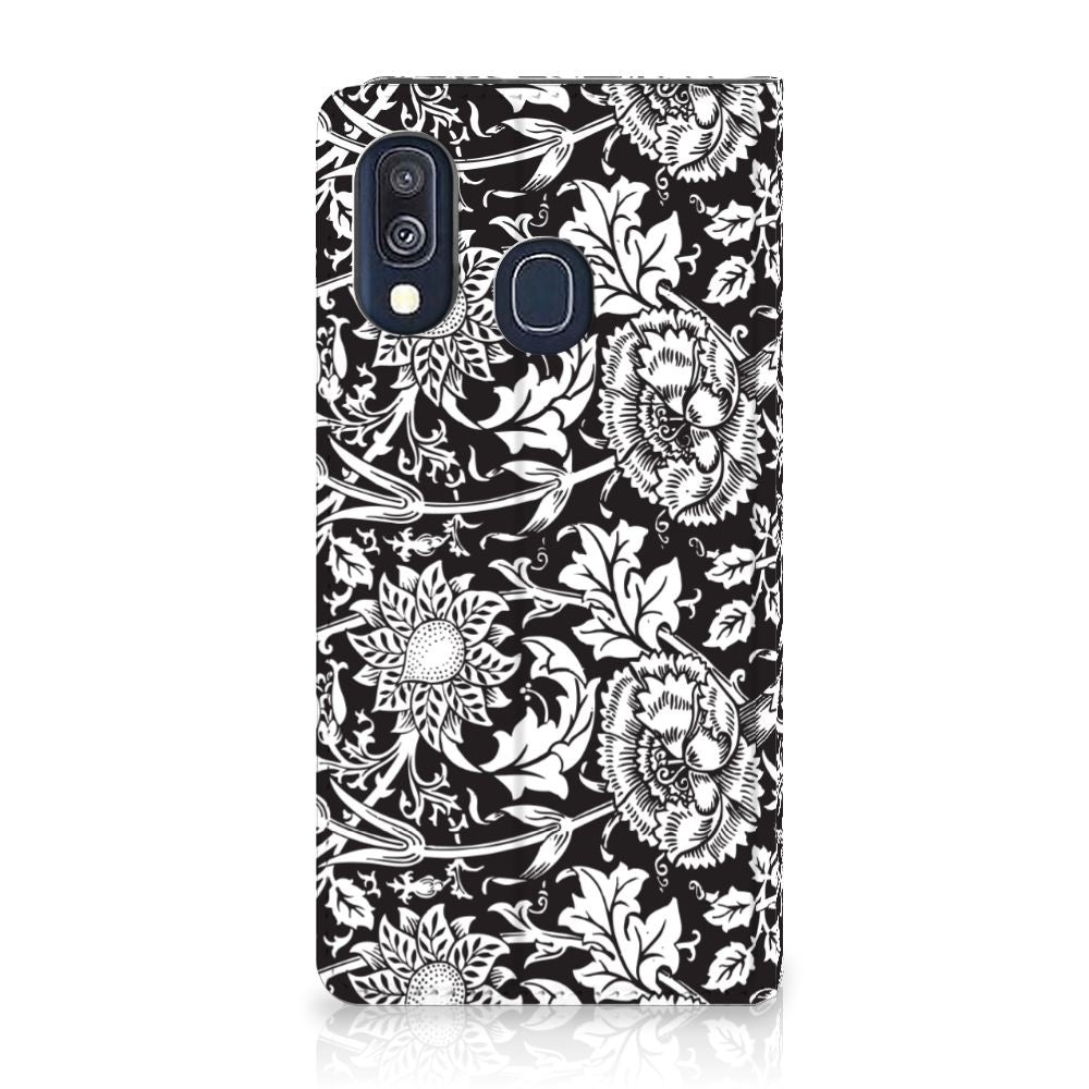 Samsung Galaxy A40 Smart Cover Black Flowers