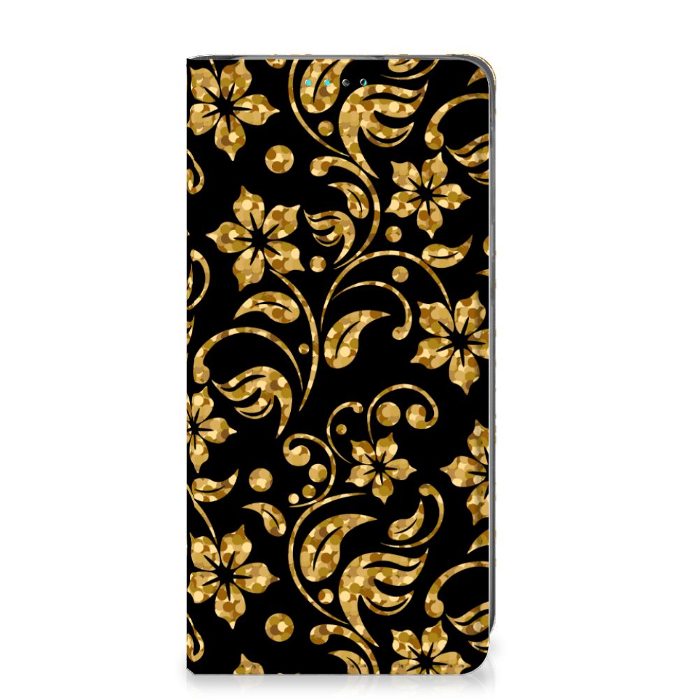 Samsung Galaxy A40 Smart Cover Gouden Bloemen