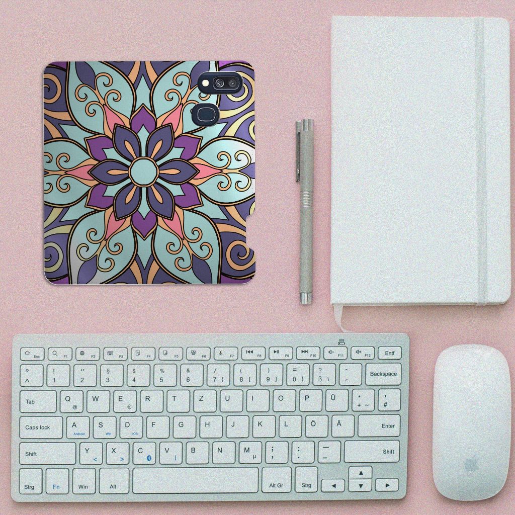Samsung Galaxy A40 Smart Cover Purple Flower
