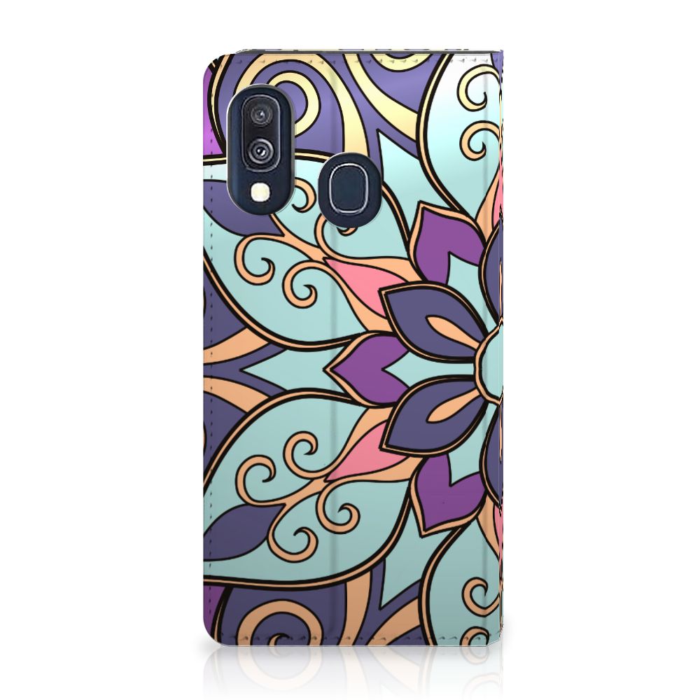 Samsung Galaxy A40 Smart Cover Purple Flower