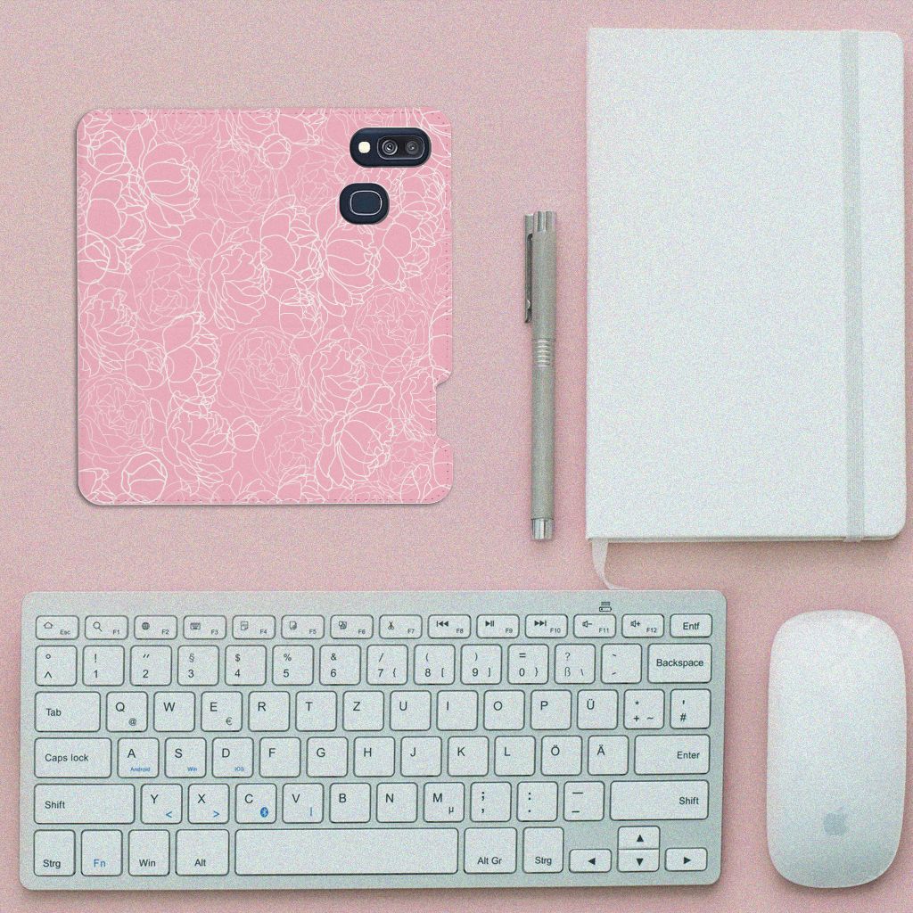 Samsung Galaxy A40 Smart Cover White Flowers