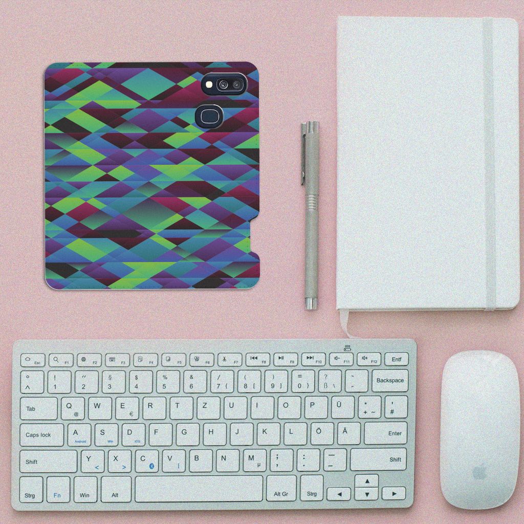 Samsung Galaxy A40 Stand Case Abstract Green Blue