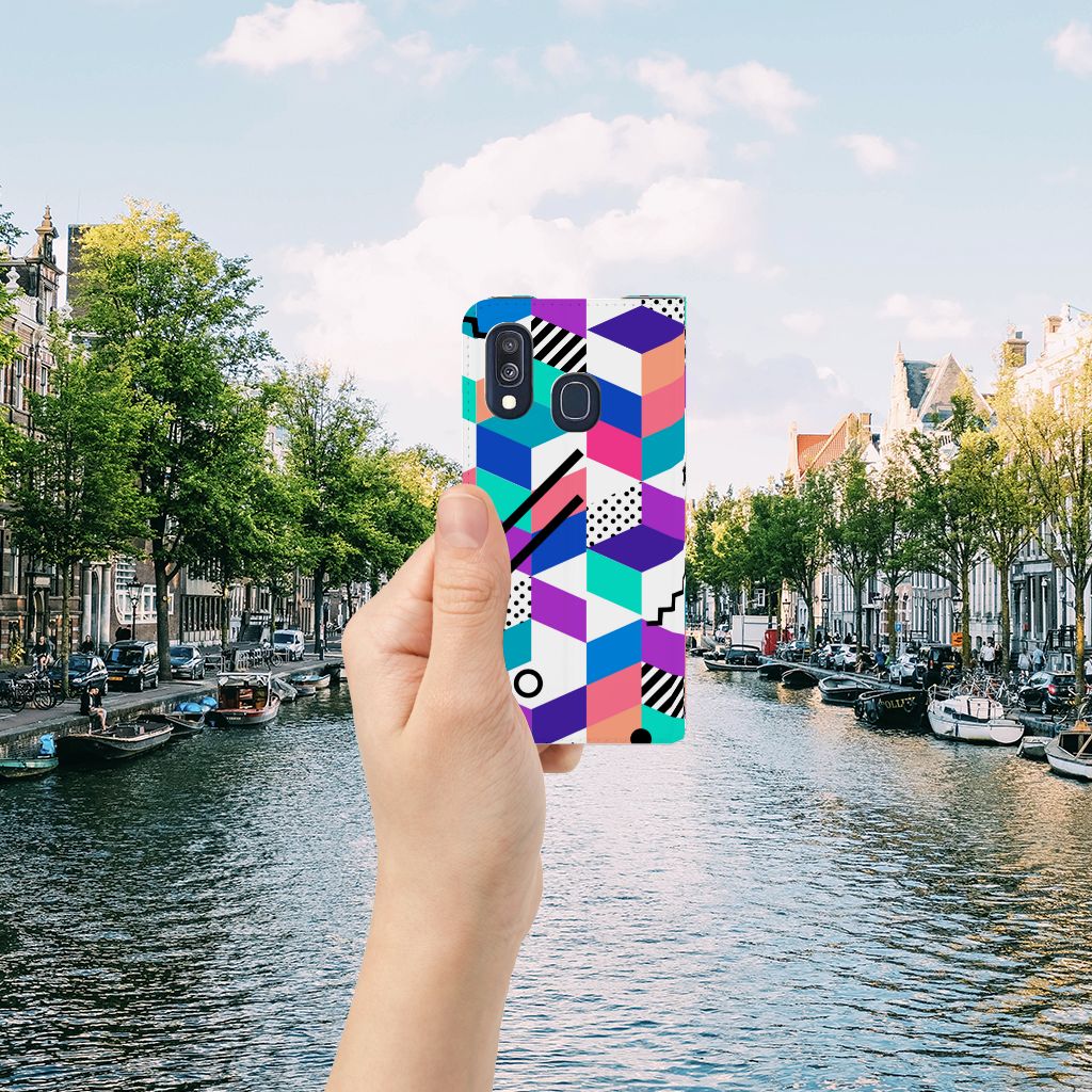 Samsung Galaxy A40 Stand Case Blokken Kleurrijk
