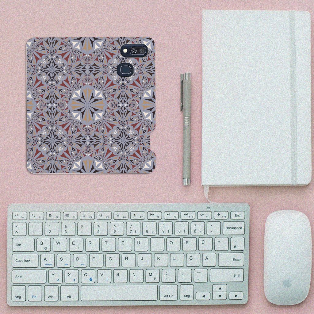 Samsung Galaxy A40 Standcase Flower Tiles