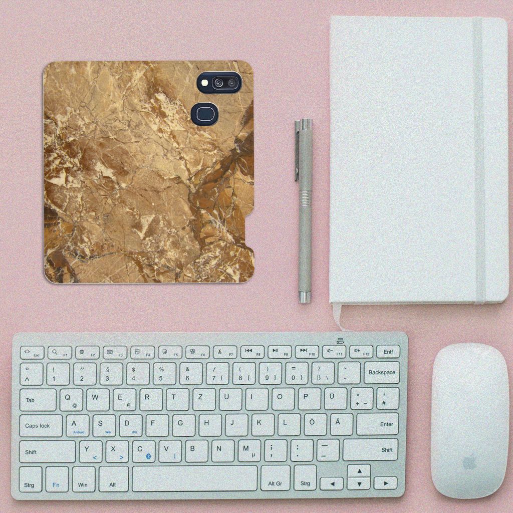 Samsung Galaxy A40 Standcase Marmer Creme