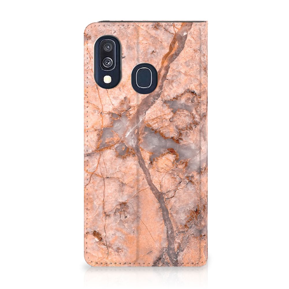 Samsung Galaxy A40 Standcase Marmer Oranje