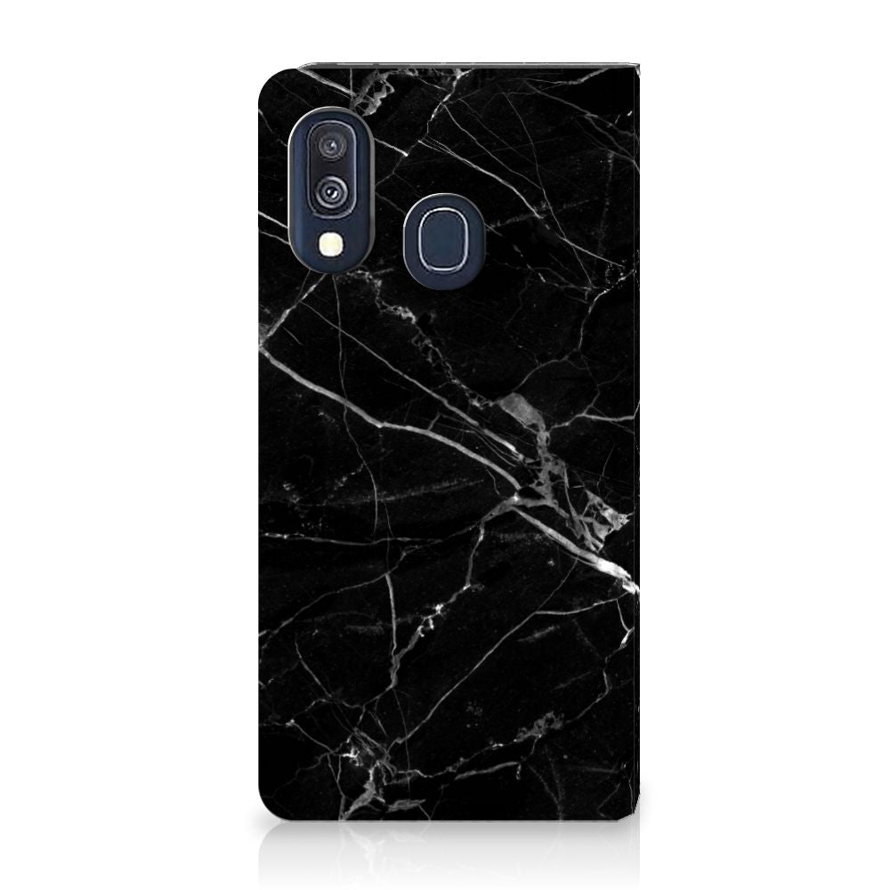 Samsung Galaxy A40 Standcase Marmer Zwart - Origineel Cadeau Vader
