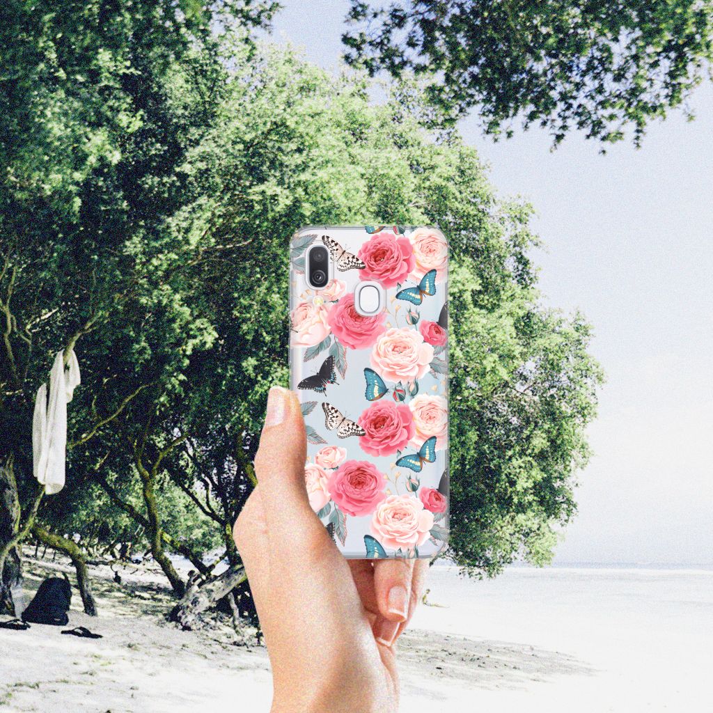 Samsung Galaxy A40 TPU Case Butterfly Roses