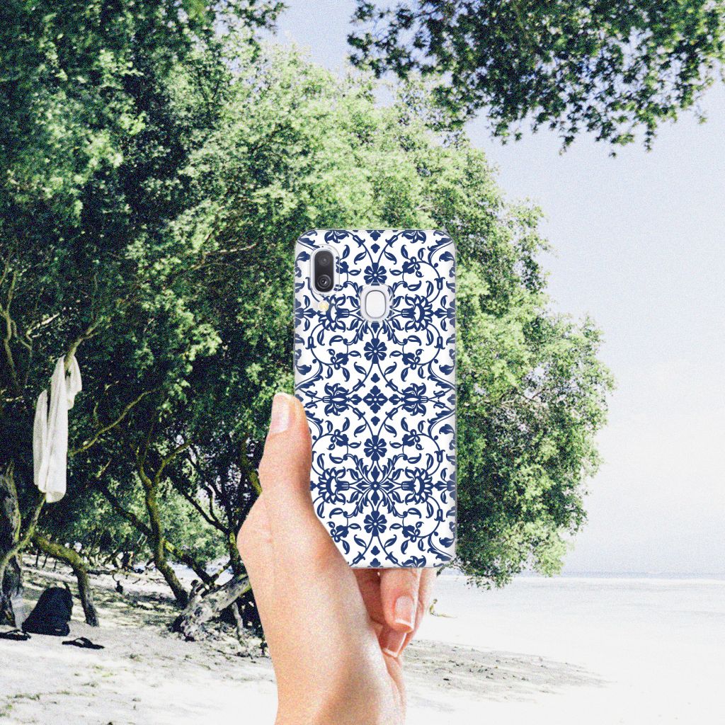 Samsung Galaxy A40 TPU Case Flower Blue