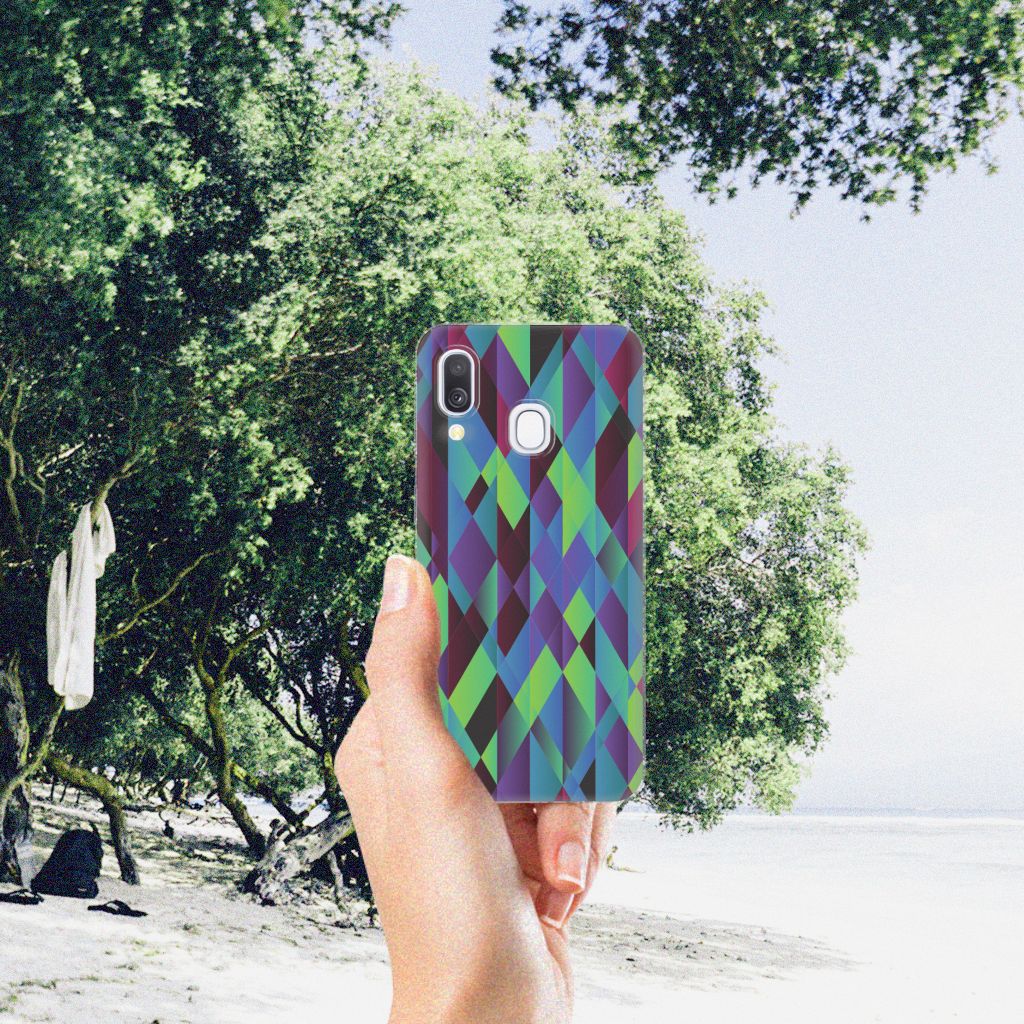 Samsung Galaxy A40 TPU Hoesje Abstract Green Blue