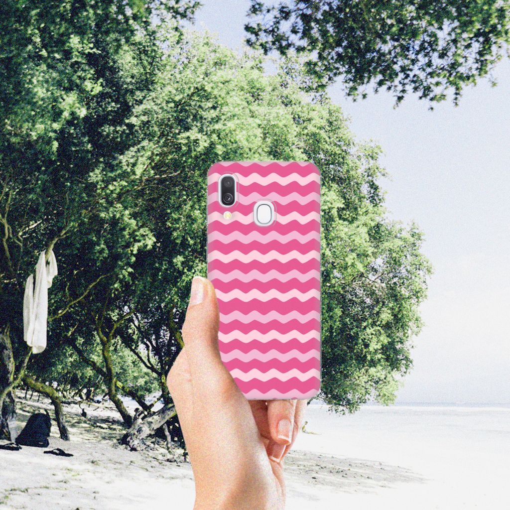 Samsung Galaxy A40 TPU bumper Waves Pink