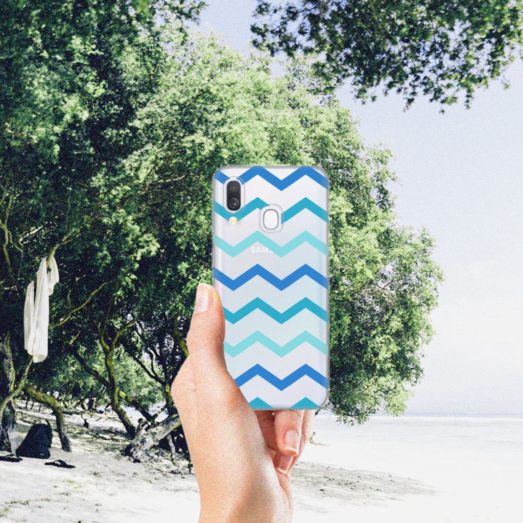 Samsung Galaxy A40 TPU bumper Zigzag Blauw